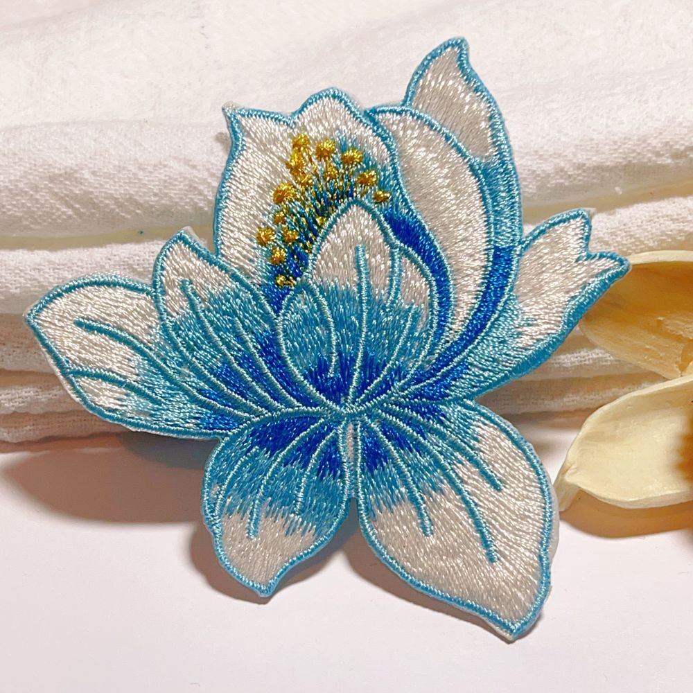 iron on‎ patch-blue lotus flower-crafts